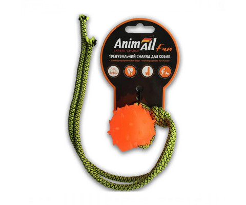 AnimAll Fun - Іграшка шар з канатом для собак, 4 см помаранчева 110617