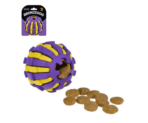 Іграшка для Собак Bronzedog Jumble Двошаровий М'яч 8 см Фіолетово-Жовтий Y000316W/Т