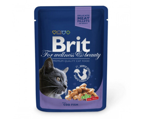 Вологий корм для котів Brit Premium Cat Cod Fish pouch 100 г (тріска)
