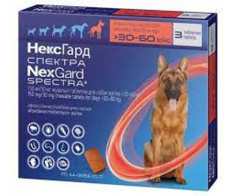 NexGard SPECTRA жувальні таблетки від бліх, кліщів та глистів для собак 30-60кг