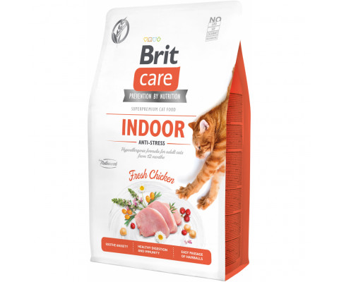 Сухий корм для котів які живуть у приміщенні Brit Care Cat GF Indoor Anti-stress 400г.