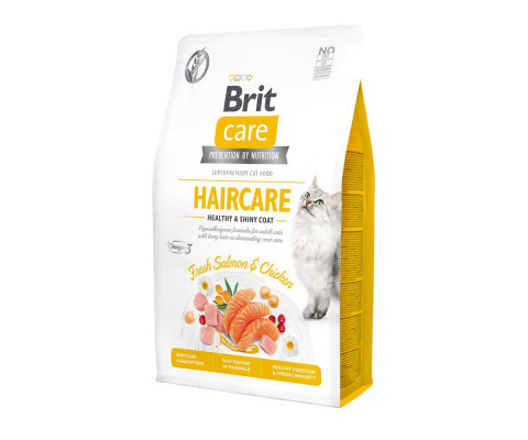 Сухий корм для котів для здоров'я шкіри та шерсті  Brit Care Cat GF Haircare 400 г   