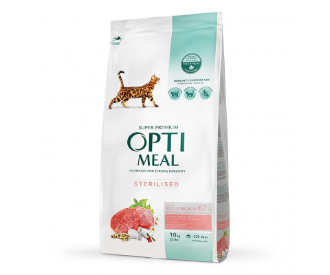 Ваговий сухий корм для стерилізованих котів OPTI MEAL  Яловичина та Сорго 500 г