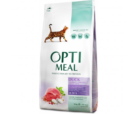 Ваговий сухий корм для котів з ефектом виведення шерсті OPTI MEAL з качкою 500 г