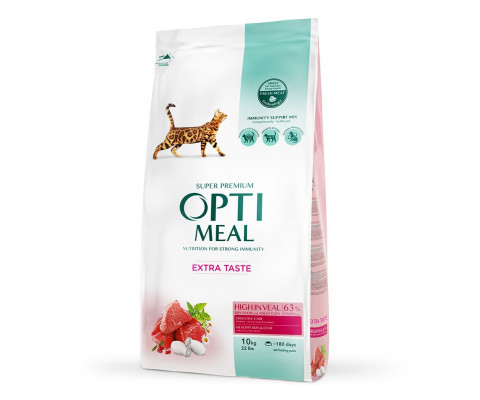 Ваговий сухий корм для котів OPTI MEAL  з телятиною 500 г
