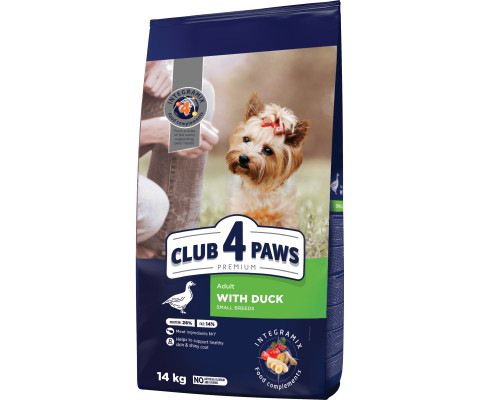 Ваговий сухий корм для собак малих порід CLUB 4 PAWS з качкою 500г