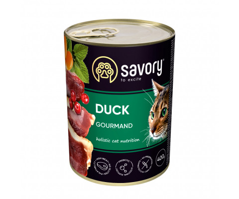 Вологий корм для вибагливих котів Savory gourmand duck 400г