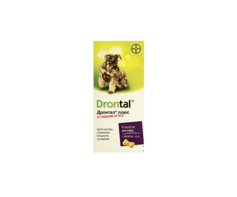 Таблетка від глистів для собак Drontal Bayer зі смаком м'яса до 10кг (1табл.)