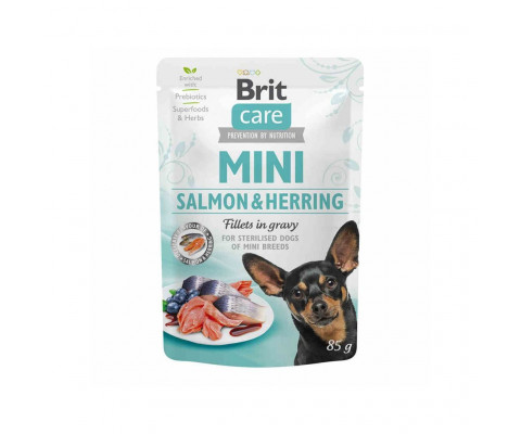 Вологий корм для собак Brit Care Mini філе лосося та оселедця у соусі 85 г