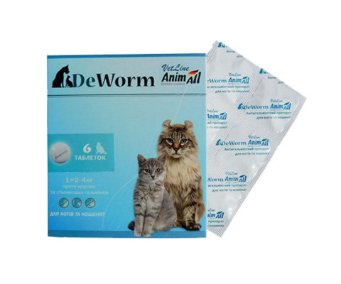 Таблетка проти гельмінтів DeWorm Animall для котів та кошенят