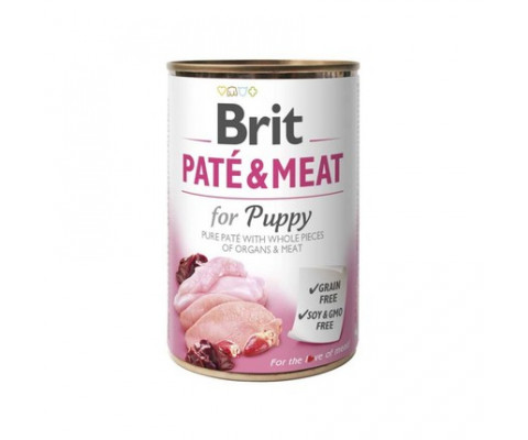 Вологий корм для цуценят Brit  PATE & MEAT з індичкою та куркою 400 г