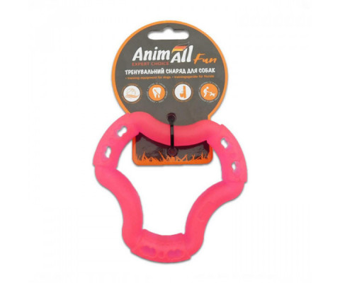 AnimAll Fun - Іграшка кільце 6 сторін для собак 12 см коралове 111 352