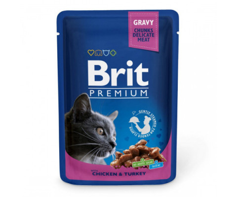 Вологий корм для котів Brit Premium Cat Chicken & Turkey pouch 100 г (курка та індичка)