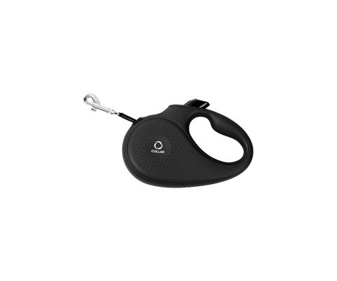 Повідець-рулетка collar для собак, розмір S, 15 кг, 5 м, стрічка, чорний 81241