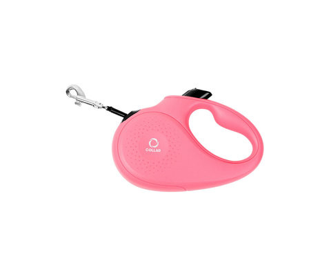 Повідець-рулетка collar для собак, розмір S, 15 кг, 5 м, стрічка, рожевий 81247