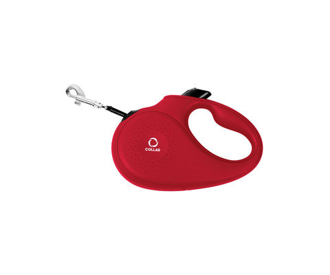 Повідець-рулетка collar для собак, розмір S, 15 кг, 5 м, стрічка, червоний 81243