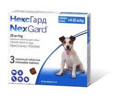  NexGard M жувальна таблетка від бліх та кліщів для собак вагою від 4 до 10кг 1шт.