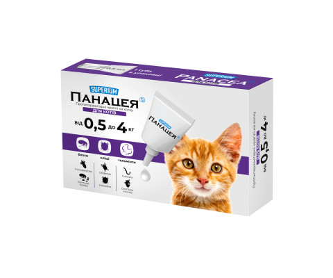  SUPERIUM Panacea протипаразитарні краплі на холку для котів від 0,5 до 4 кг