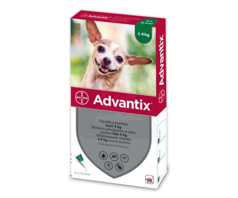 Краплі від бліх та кліщів Bayer Advantix для собак до 4 кг від кліщів, бліх та інших комах (1 ампула)