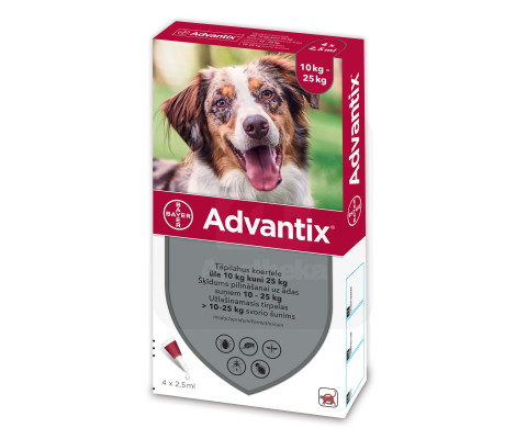 Краплі від бліх та кліщів Bayer Advantix для собак від 10 до 25кг від кліщів, бліх та інших комах (1 ампула)