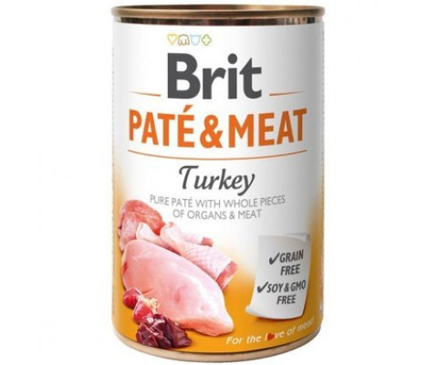 Вологий корм для собак  Brit Pate & Meat Turkey з м'ясом індички 400 г