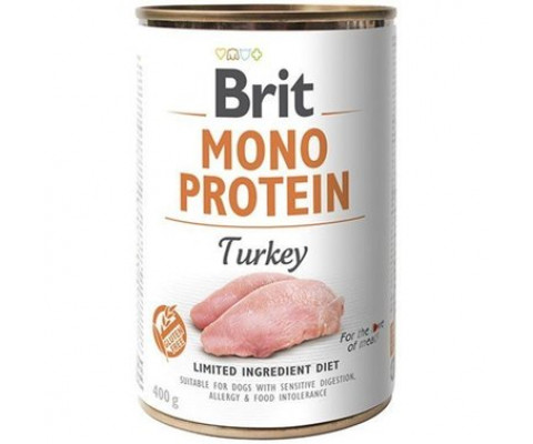 Вологий корм для собак  Brit Mono Protein Turkey з м'ясом індички 400 г