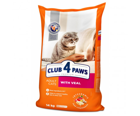 Ваговий сухий корм для котів Club 4 Paws з телятиною 200 г