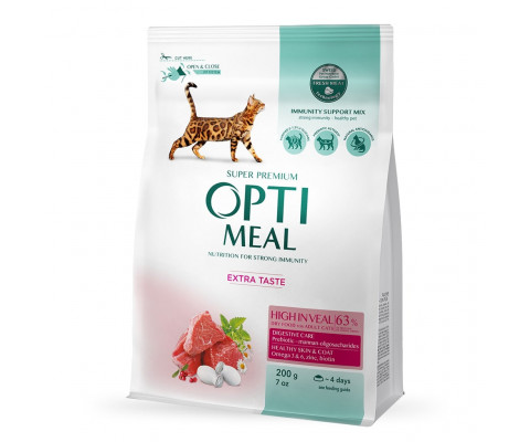 Сухий корм для котів OPTI MEAL  з телятиною 200г