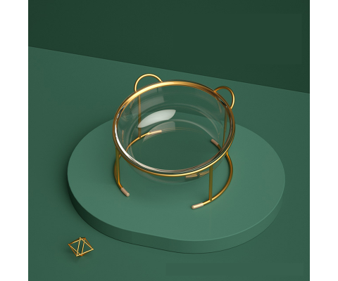 Скляна миска на золотій металевій підставці 500мл,15х15х9см