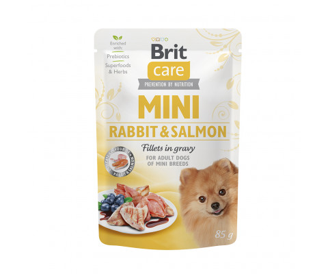 Вологий корм для собак Brit Care з філе кролика та лосося в соусі 85г