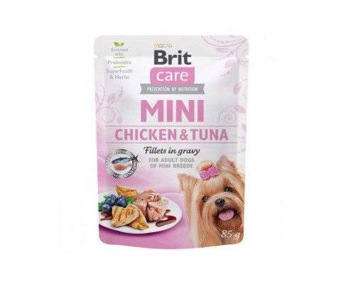 Вологий корм для собак Brit Care Mini філе курки та тунця у соусі 85 г