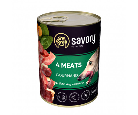 Вологий корм для собак 4 види мяса Savory dog gourmand 4 meats 400г