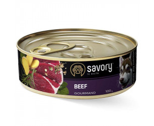Вологий корм для собак яловичина Savory dog gourmand beef 100г