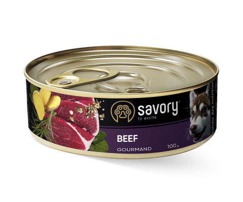 Вологий корм для собак яловичина Savory dog gourmand beef 100г