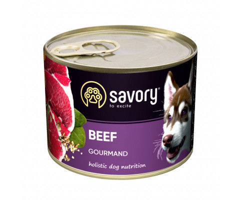 Вологий корм для собак яловичина Savory dog gourmand beef 200г